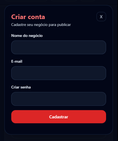Criação de conta do comerciante